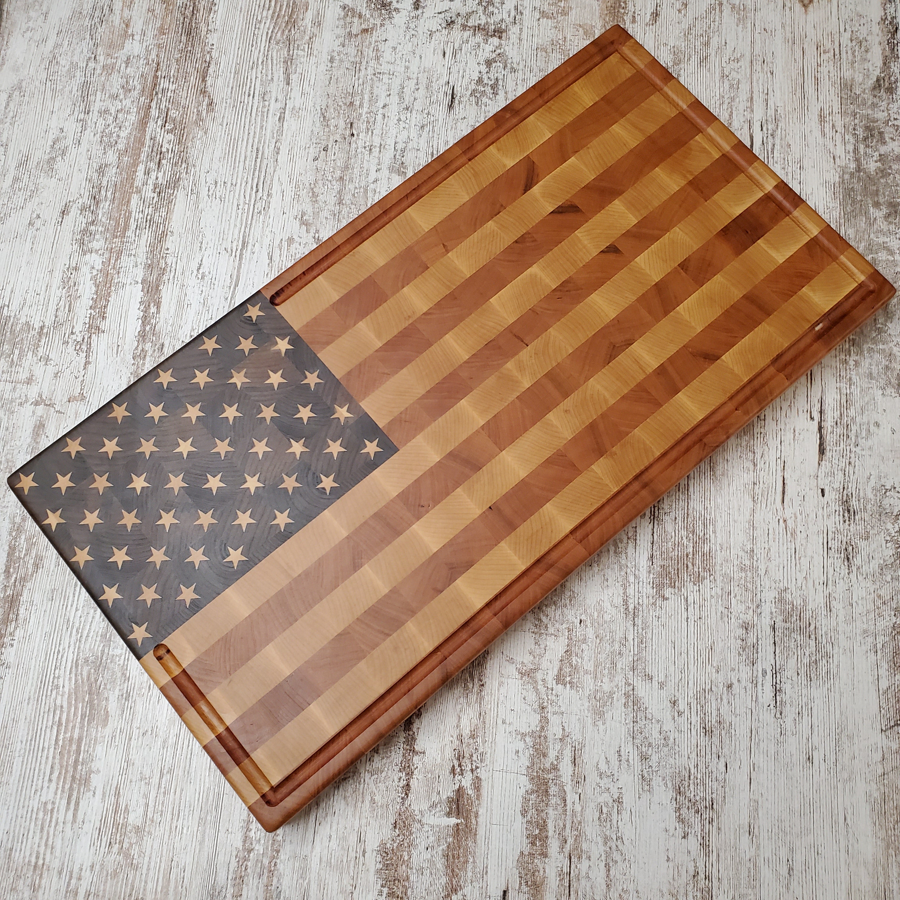 North American Cherry Edge Grain Cutting Board with Rubber Feet