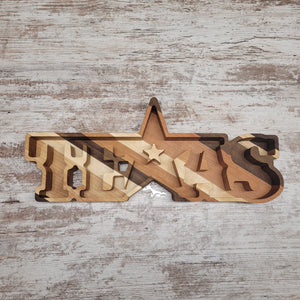 Multicolored texas word tray